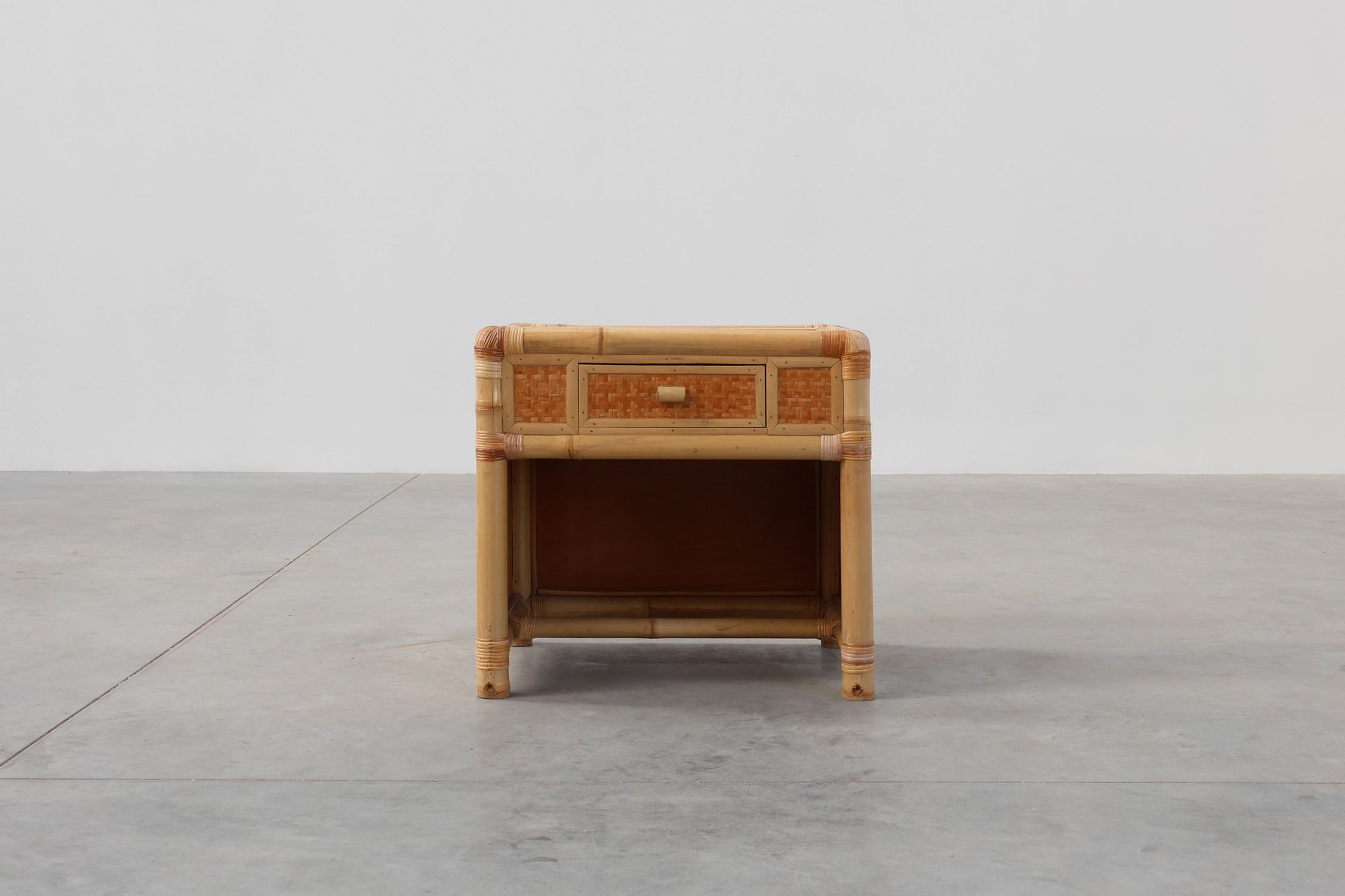 Italian 1970s bamboo and wicker chest of drawers or nightstandthumbnail